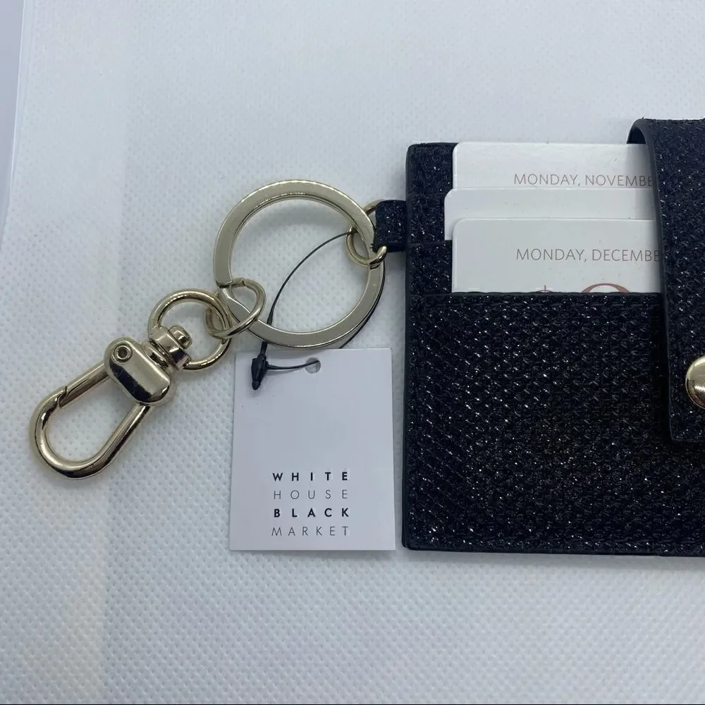 NWT White House Black Market Black Textured Card Case